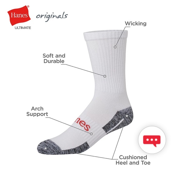 NEW Hanes Men’s Crew Socks (6 pair) - Picture 2 of 4